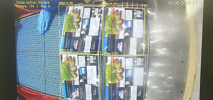 Segunda estación: cuatro paquetes detectados, cada uno con su identificador de seguimiento